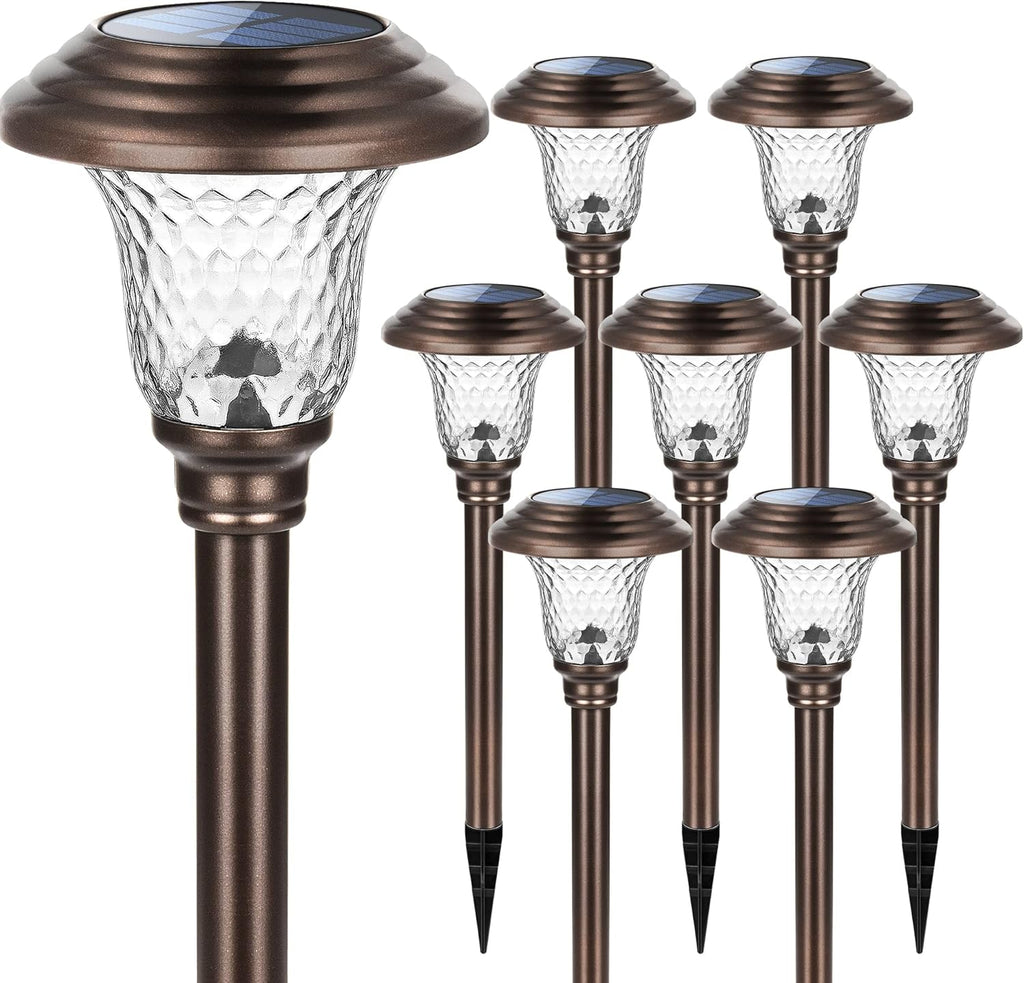 8 Pack Solar Pathway Lights Warm White Brown J6599