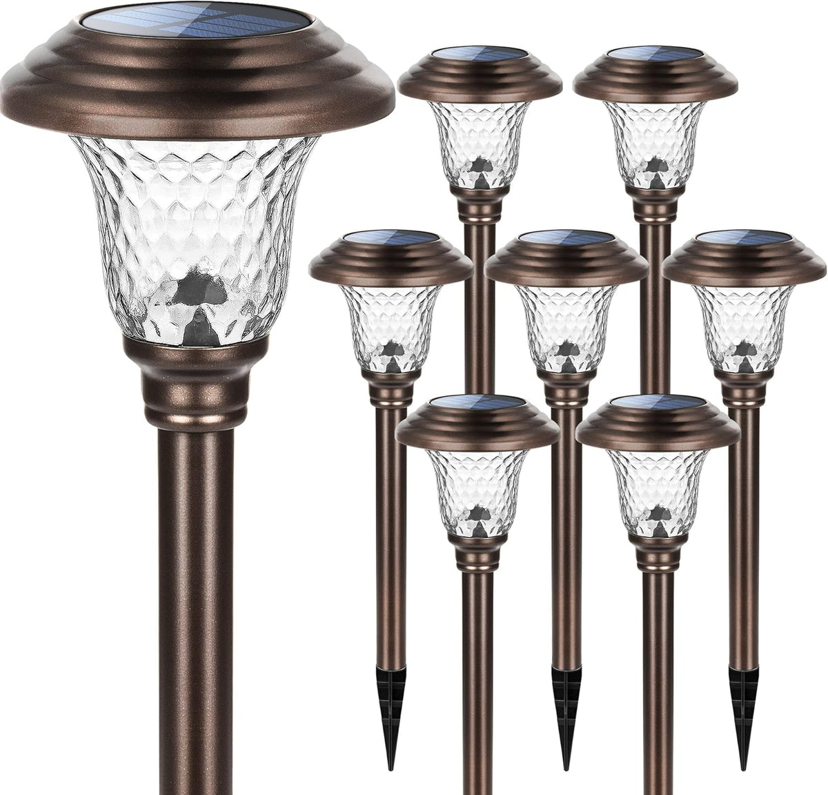 8 Pack Solar Pathway Lights Warm White Brown J6599