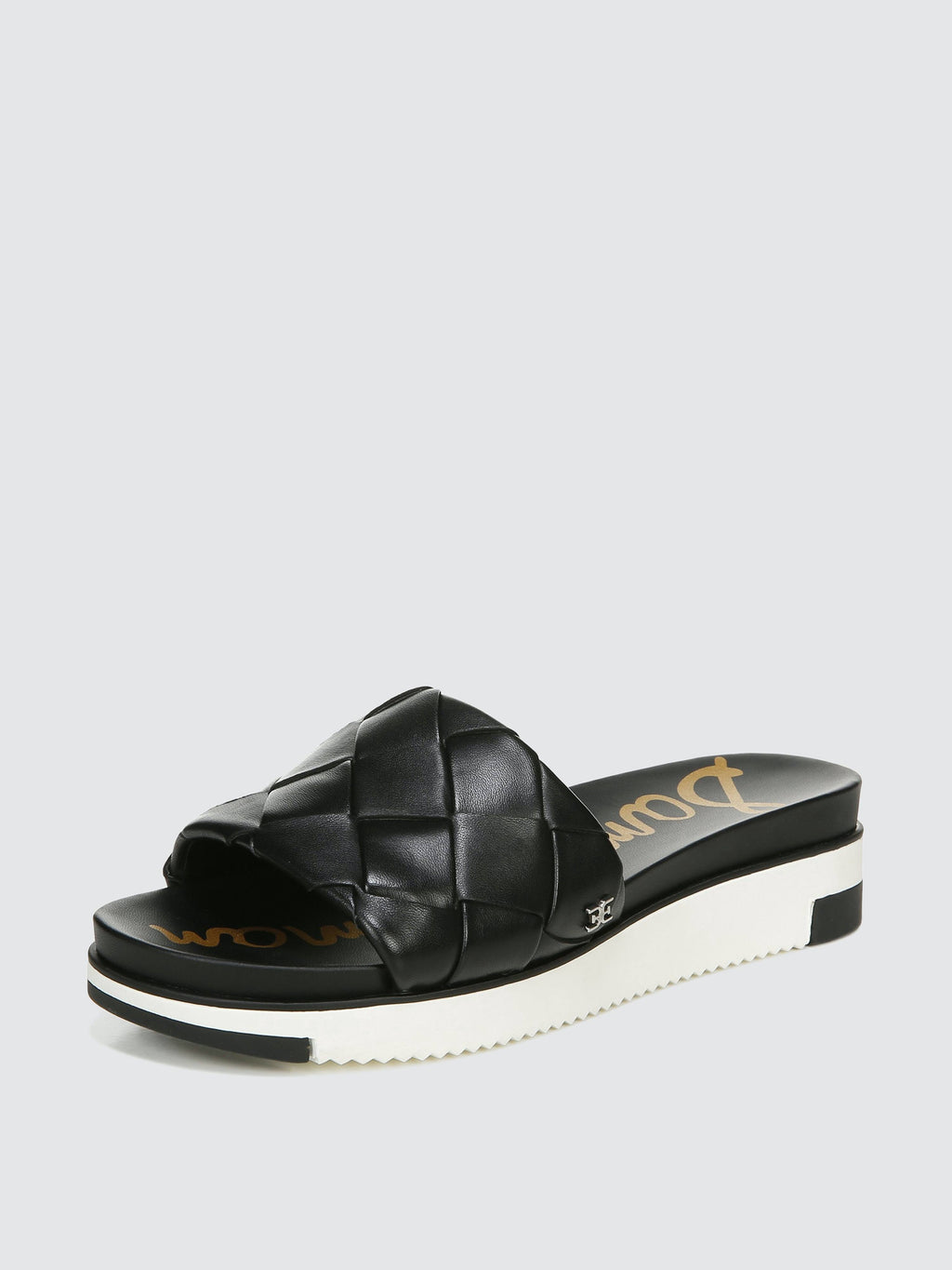 Black Woven Leather Slide V60171