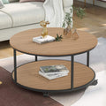 Rustic Style Round Coffee Table with Casters Brown I545139