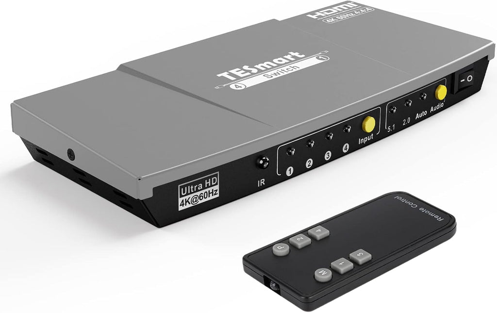 4x1 HDMI Switch Box 4K@60Hz 4:4:4 with S/PDIF and L/R Audio Output, IR Wireless Remote Control, Red, Pack of 2 B251428