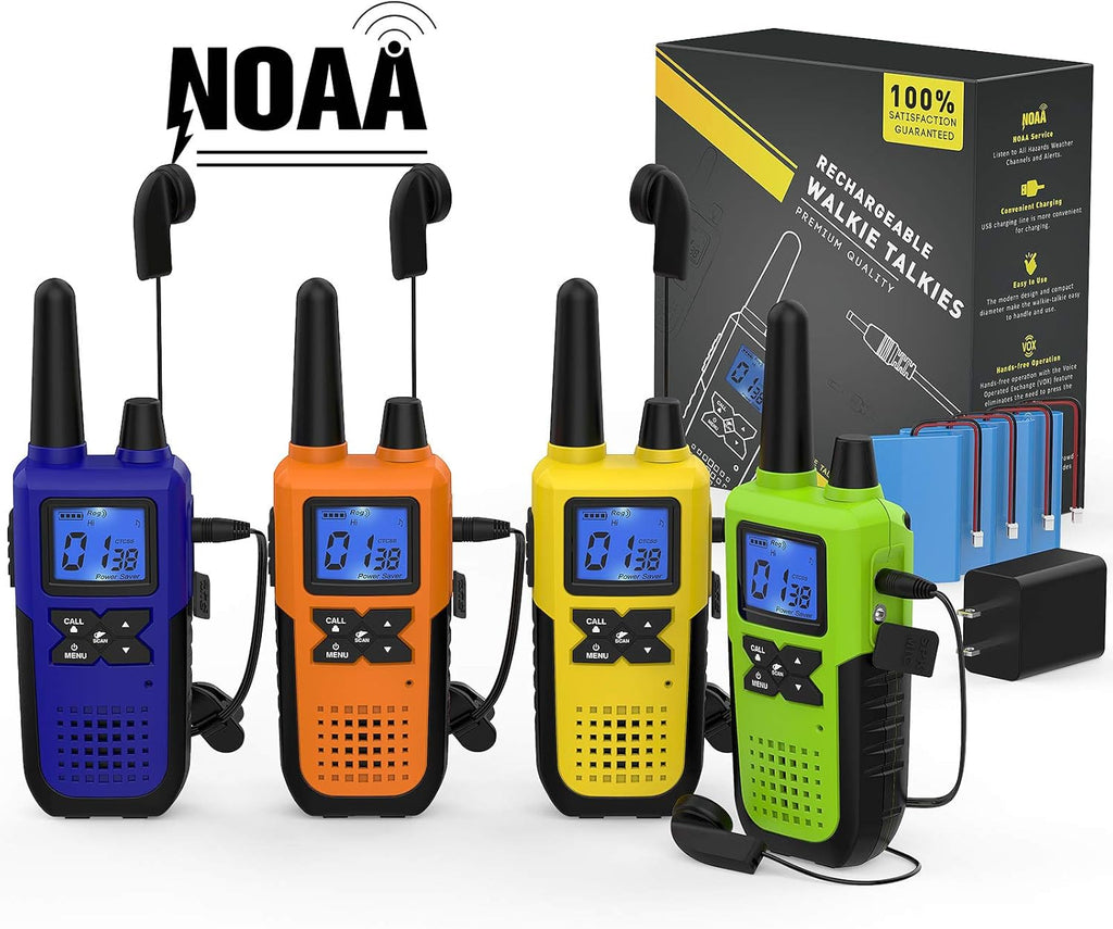 3 Pack Long Range 2 Way Radios with Earpiece and Mic Set USB Charger Battery Weather Alert N5927
