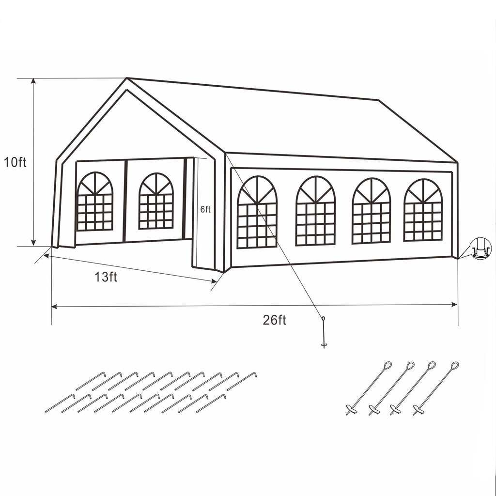 White 13 X 26 FT Outdoor Canopy Tent with Windows S942775