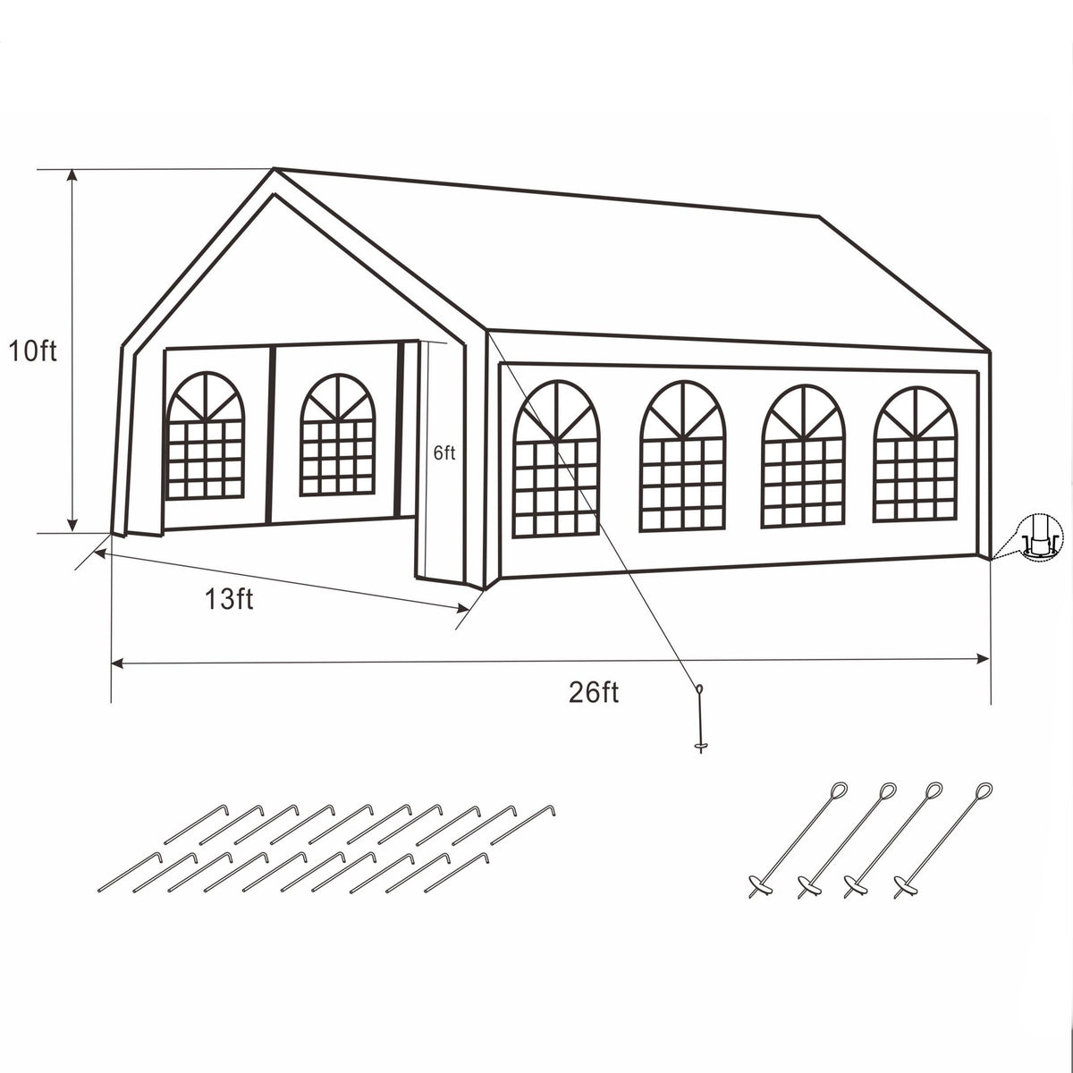 White 13 X 26 FT Outdoor Canopy Tent with Windows S942775