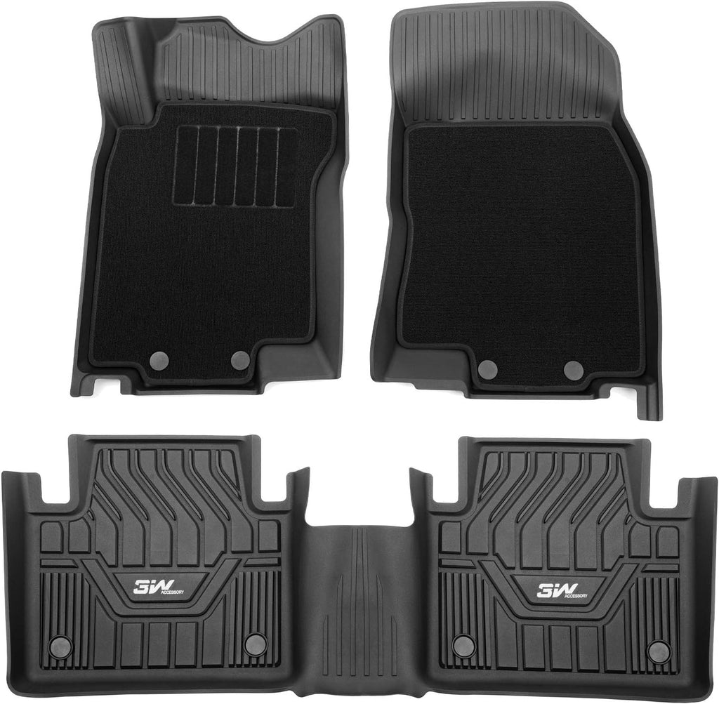 Black All Weather Heavy Duty TPE Car Floor Mats 2 Rows O4459