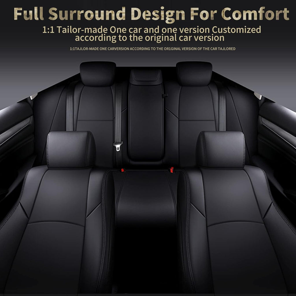 Faux Leather Car Seat Covers Full Set with Solid Folding Backrest J150