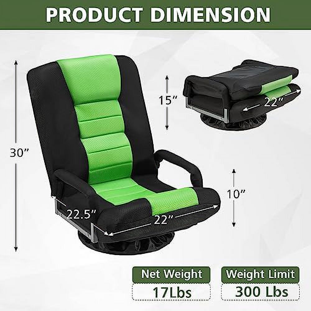 Swivel Floor Gaming Chair with Armrests Folding Video Reclining Sofa M3247