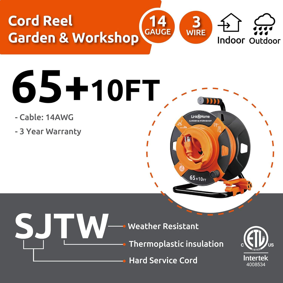 75 ft. 14 AWG SJTW Extension Cord with 4 Power Outlets P44671