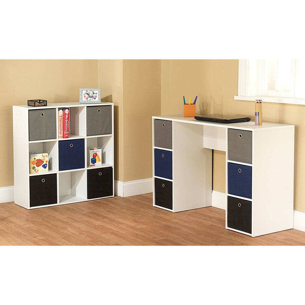 Contemporary Bin Bookcase with Five Storage Bins and Four Cubbies L690610