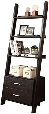 69 Ladder Bookcase with 2 Storage Drawers in Cappuccino D45078