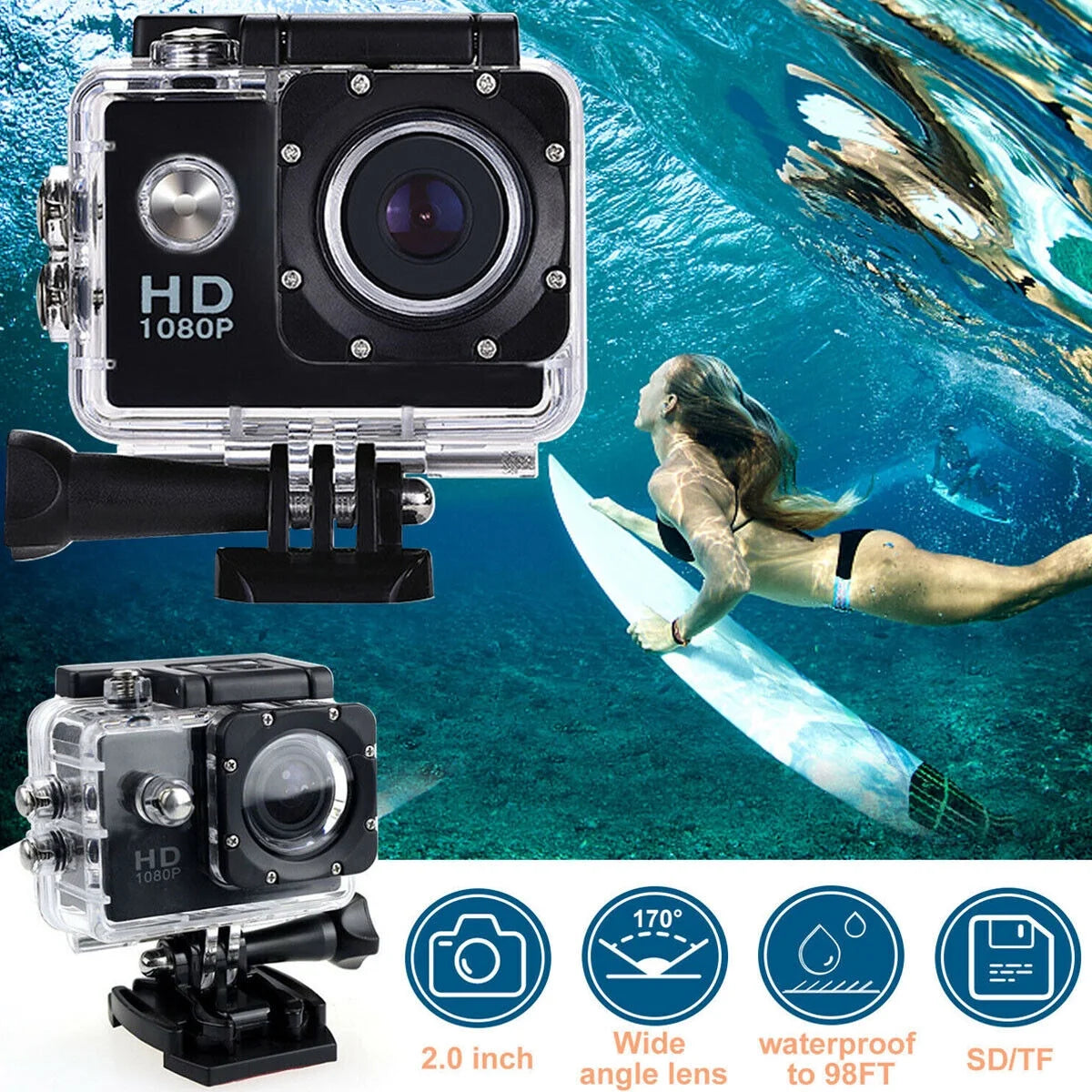 4K Waterproof Action Camera 20 MP 170° Camcorder O1020