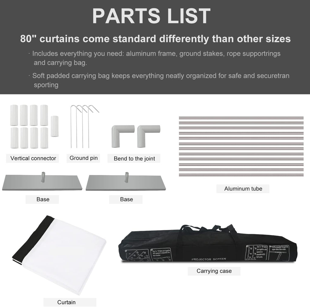 80 inch Portable Projector Screen with Stand and Carry Bag G14045