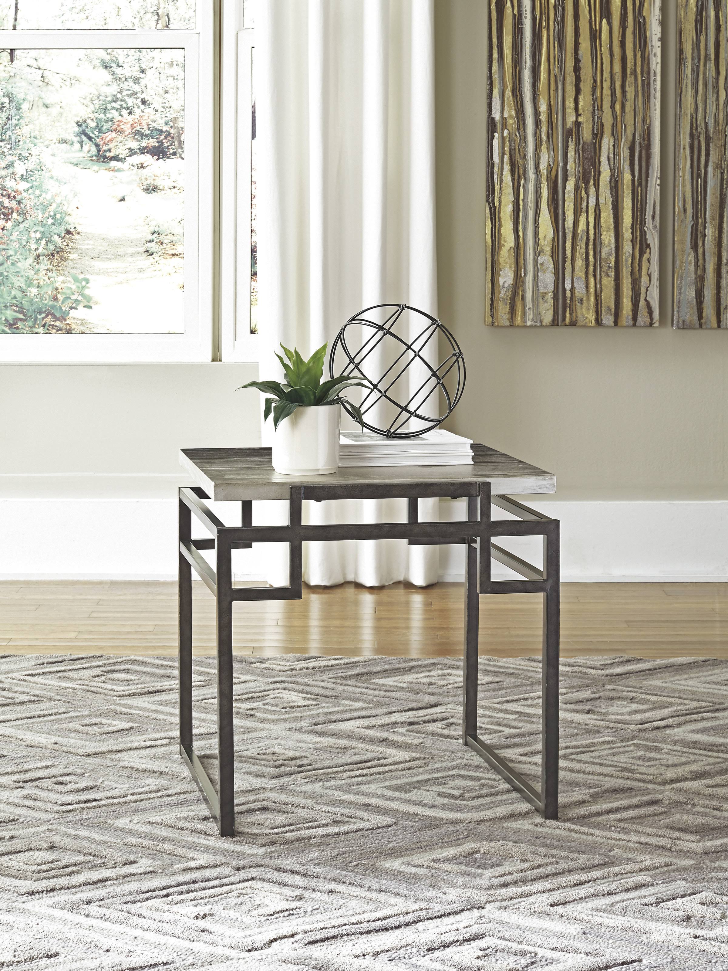 Silver/Black Square End Table W29304