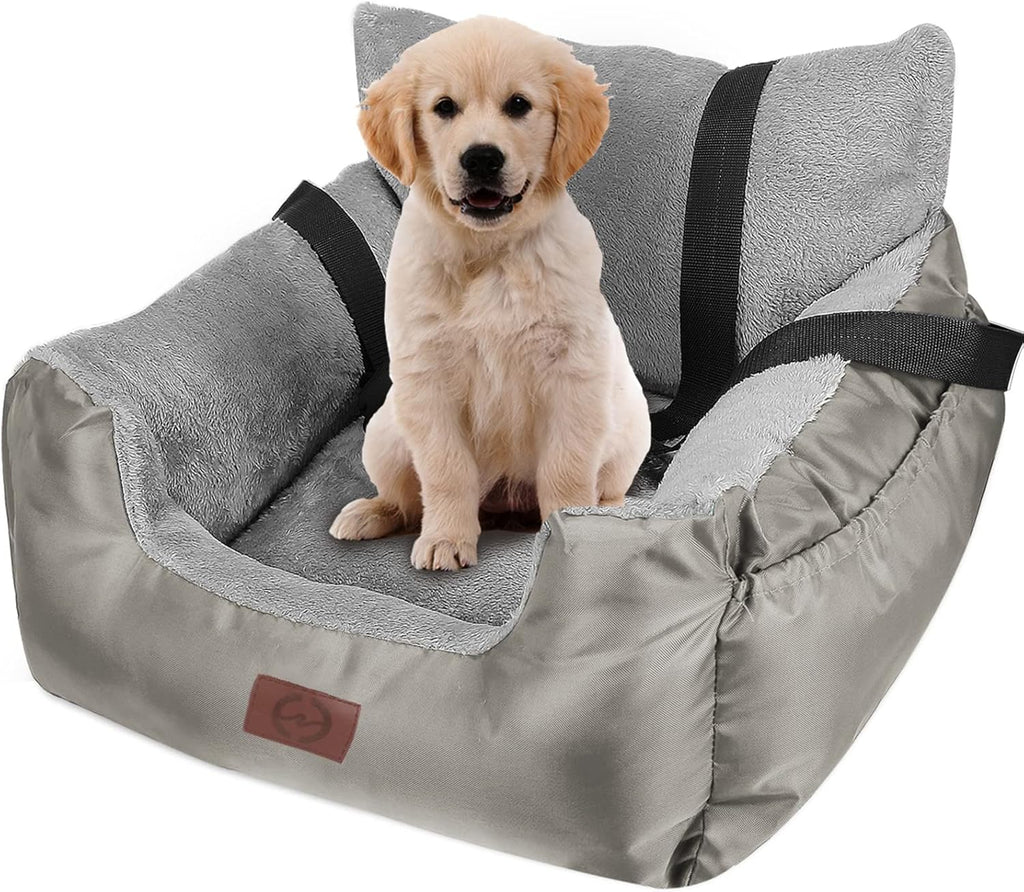 Black Washable Plush Dog Car Seat with Storage Pocket G211382