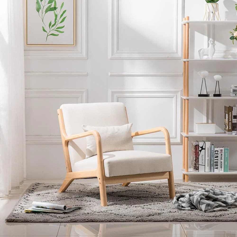 Beige Fabric Single Sofa S884