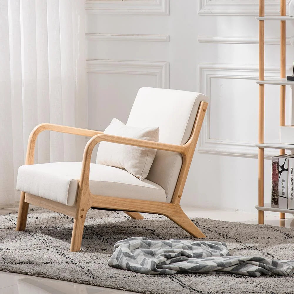 Beige Fabric Single Sofa S884
