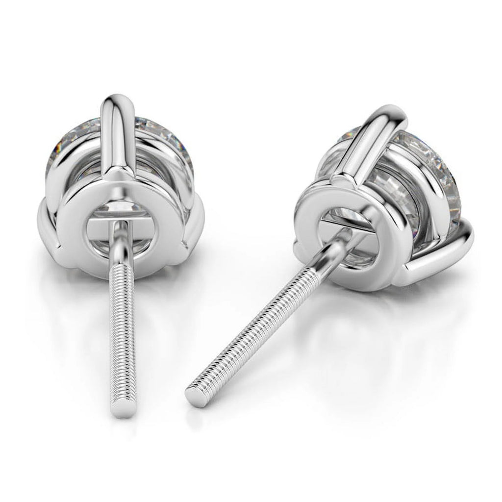 3.00 Carat Round Brilliant Cut Genuine Moissanite Stud Earrings in Solid 950 Platinum W916