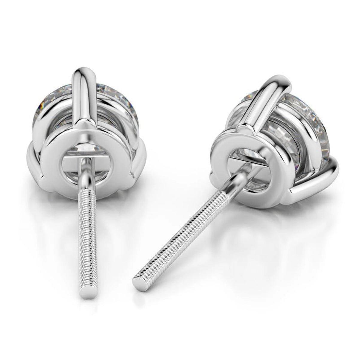 3.00 Carat Round Brilliant Cut Genuine Moissanite Stud Earrings in Solid 950 Platinum W916