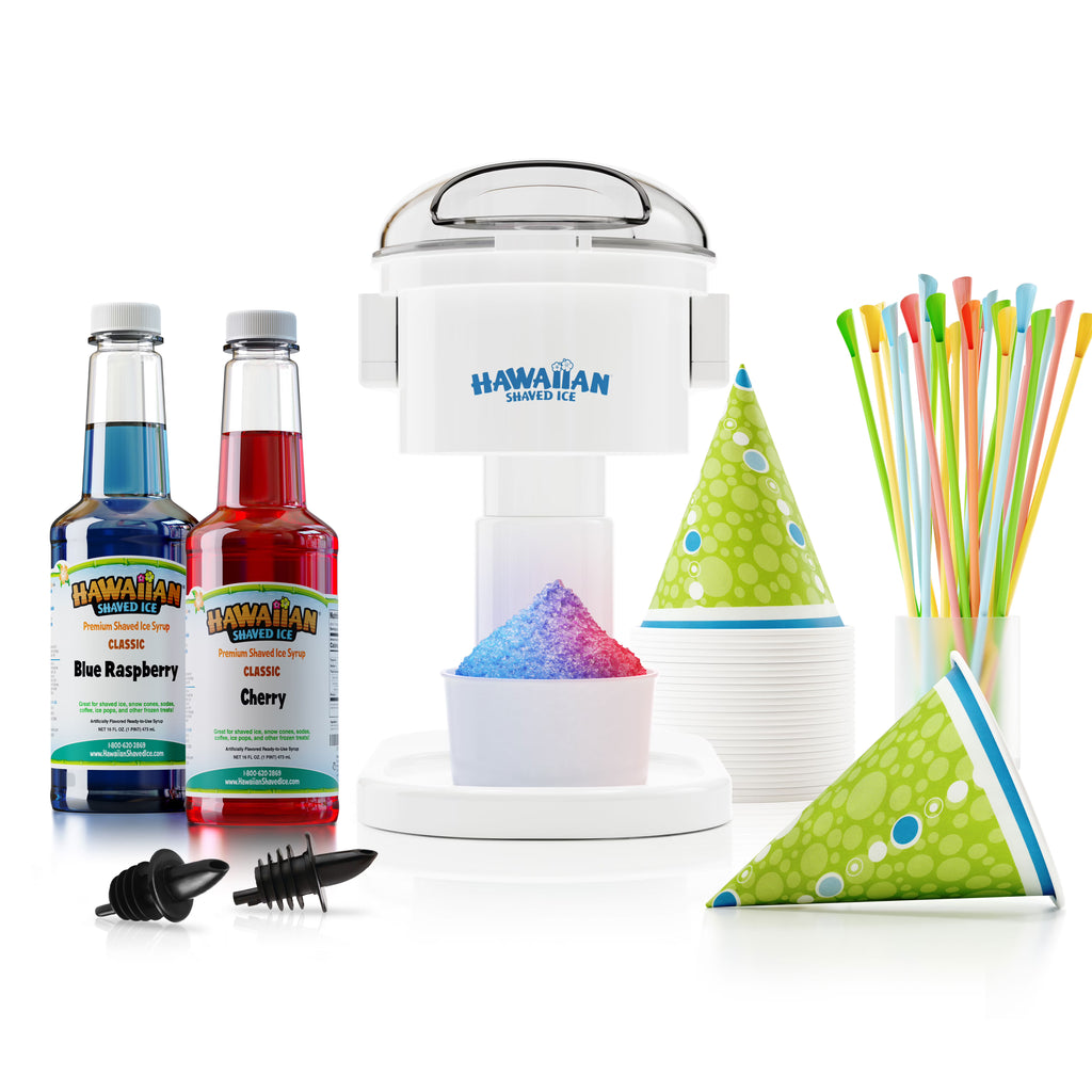 Multicolor Snow Cone Machine Package with Syrup and Accessories N3544