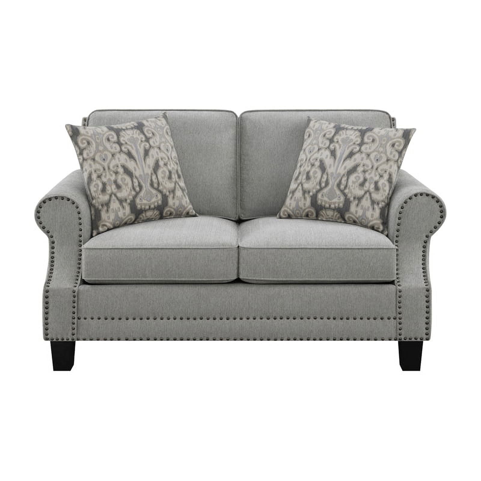 Grey Upholstered Loveseat with Rolled Arms S74721