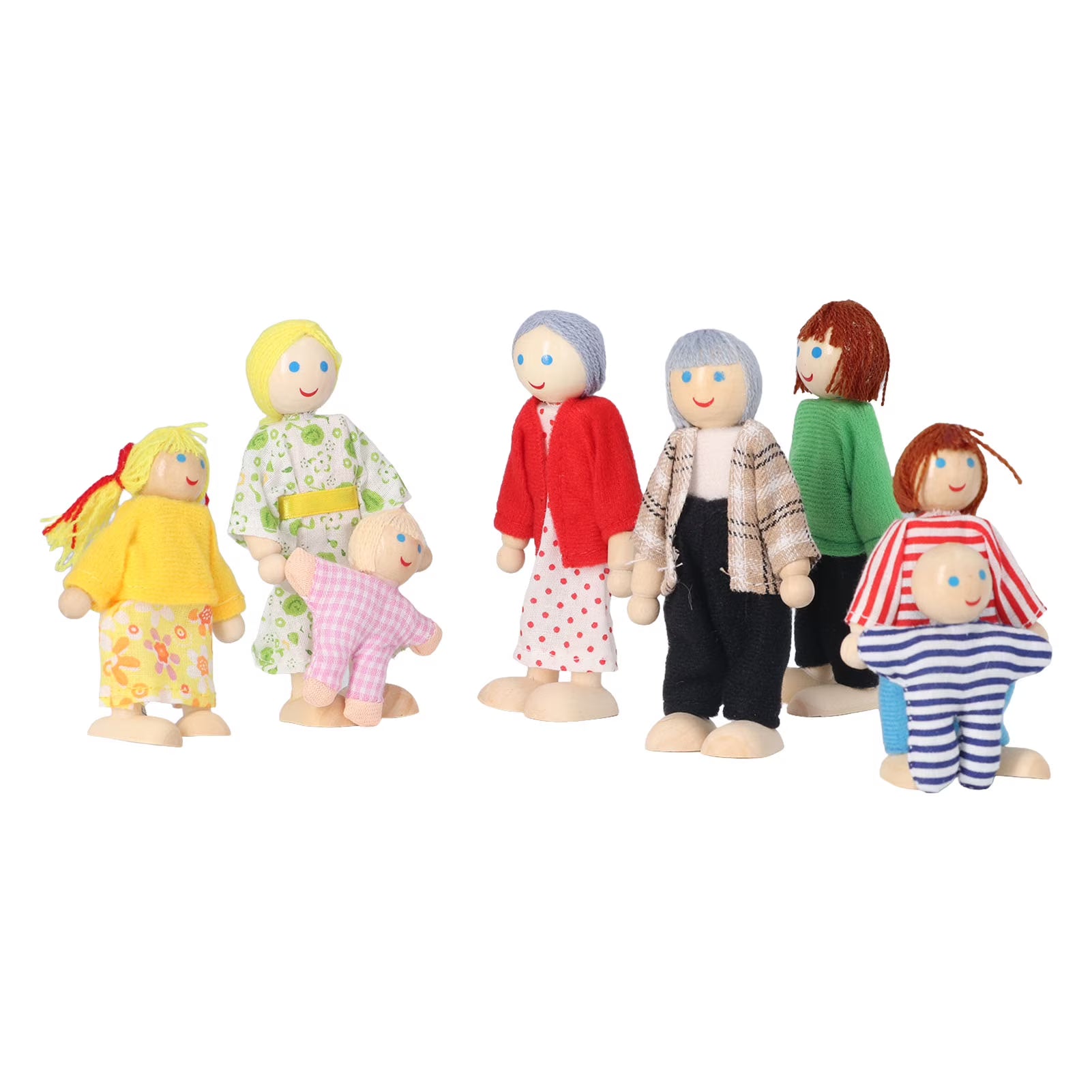 8pcs Wooden Dollhouse People Figures L98112