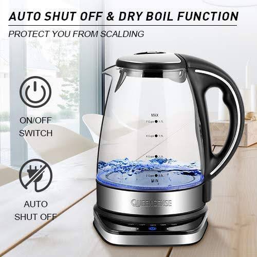 1500W 1.8 Quarts Electric Kettle with Borosilicate G913383