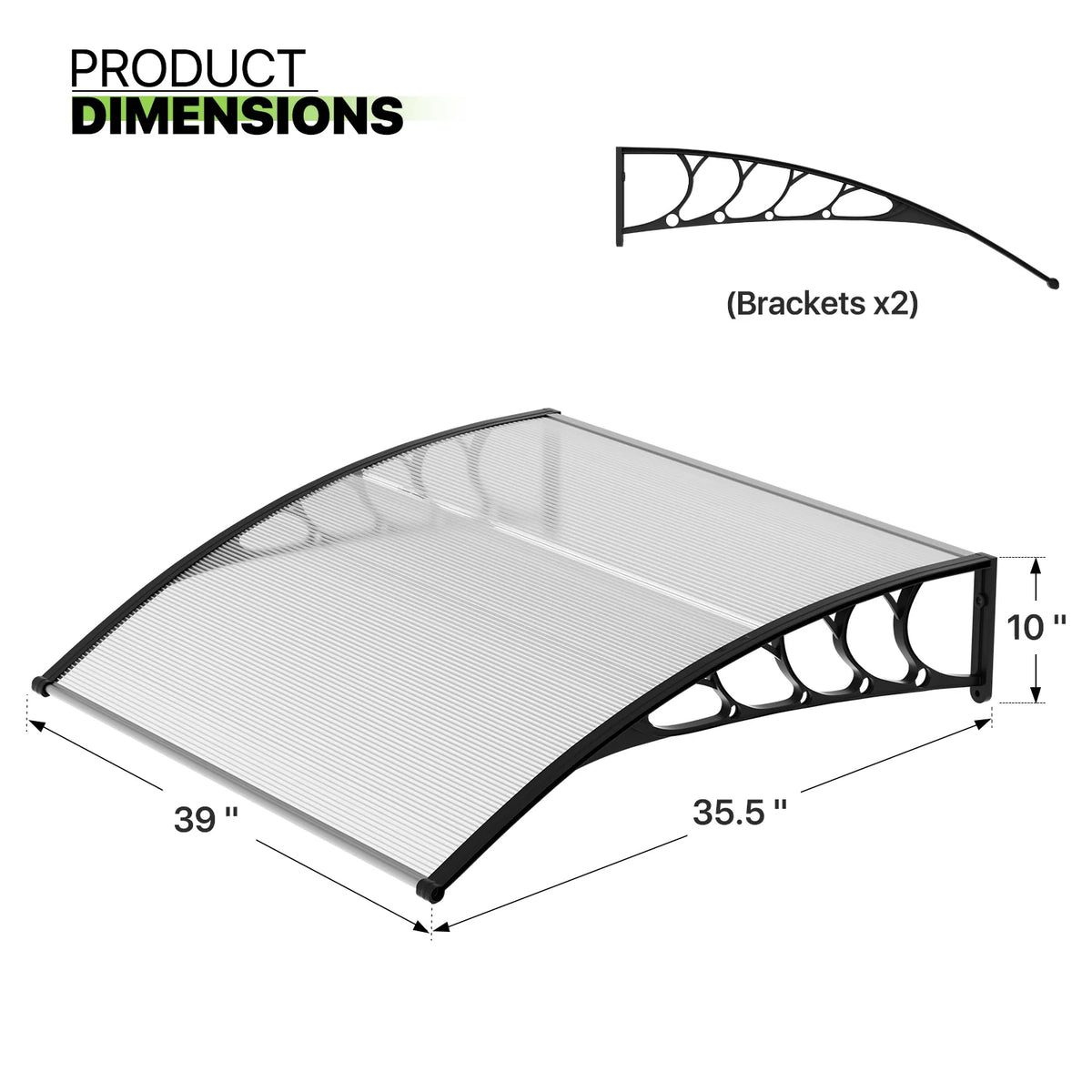 Black Polycarbonate Window Awning and Door Canopy Y242