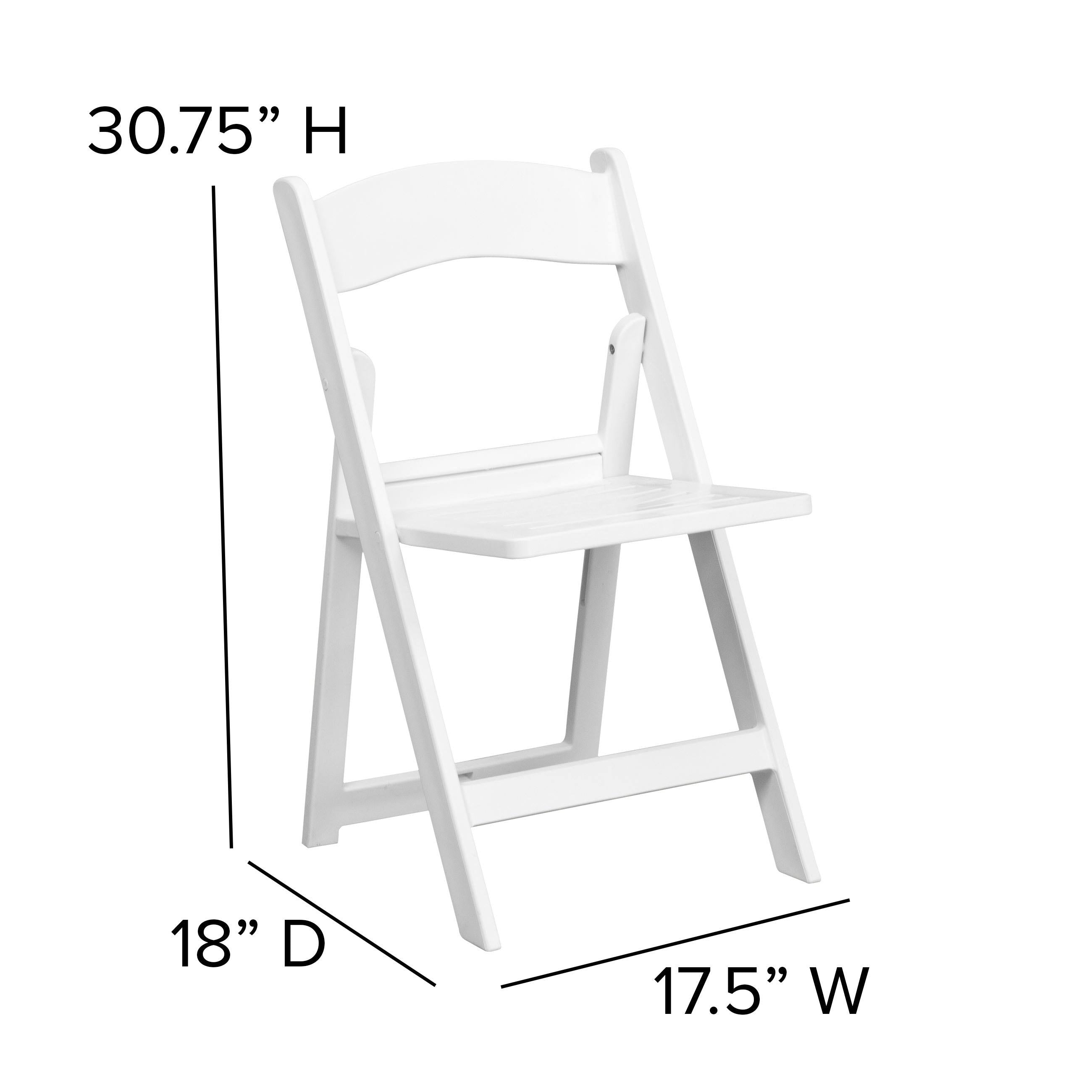 White Resin Folding Chair with Slatted Seat A6176