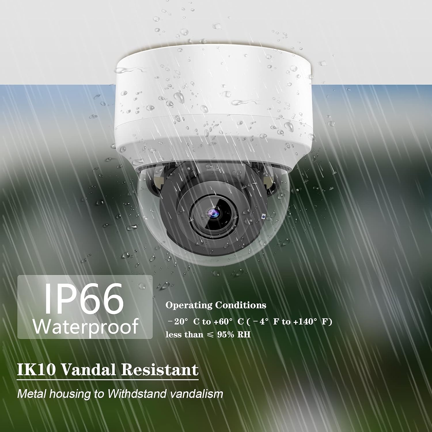 5MP PTZ PoE Dome IP Camera with Mic/Audio, 4X Optical Zoom, 164ft Night Vision, IP67 Waterproof W850039