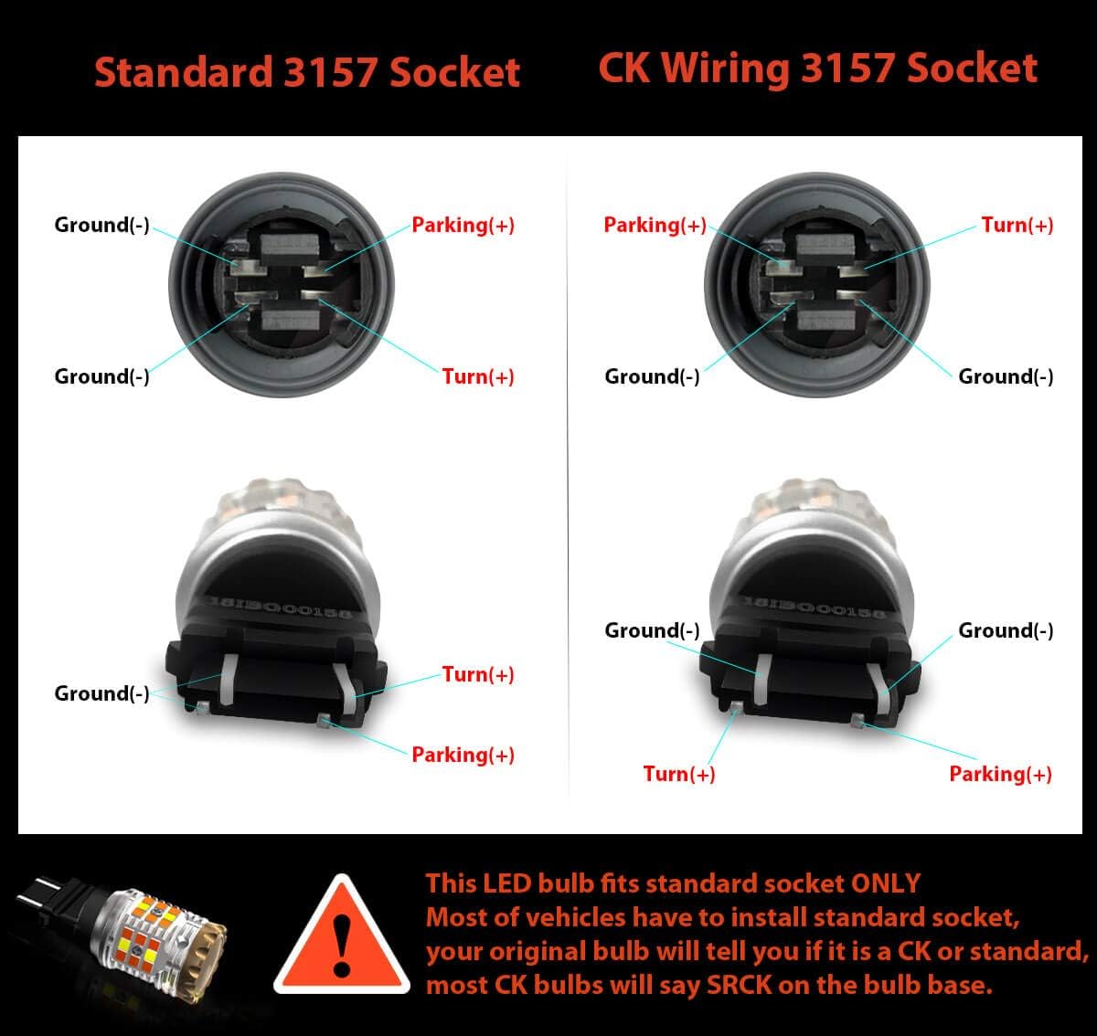 3157 LED Turn Signal Light Bulb Amber Yellow (Pack of 2) E233492