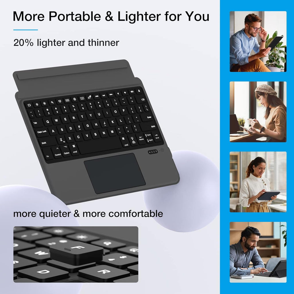 Detachable Wireless Bluetooth Keyboard Case with Trackpad for iPad U353585