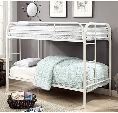 White Metal Twin Over Twin Bunk Bed D708
