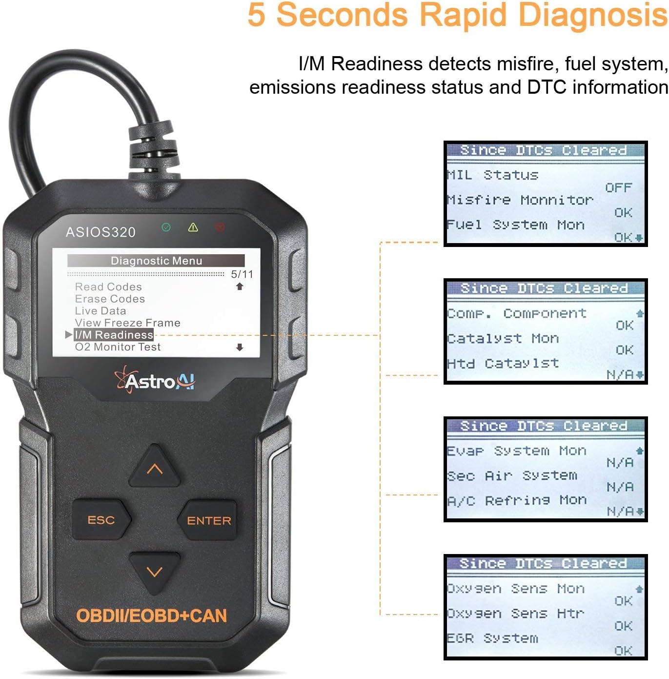 Black OBD2 Scanner Car Diagnostic Tool H406