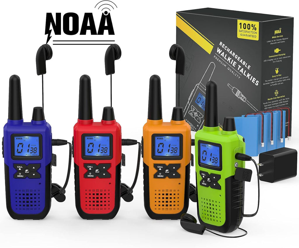 3 Pack Long Range 2 Way Radios with Earpiece and Mic Set USB Charger Battery Weather Alert N5927