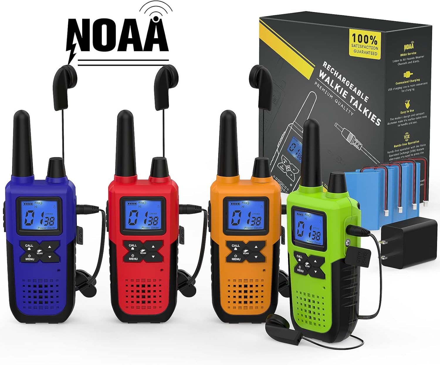 3 Pack Long Range 2 Way Radios with Earpiece and Mic Set USB Charger Battery Weather Alert N5927