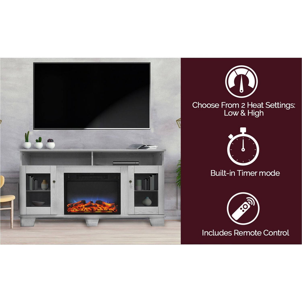 White Electric Fireplace with Entertainment Stand H747