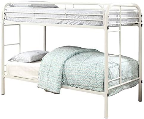 White Metal Twin Over Twin Bunk Bed D708