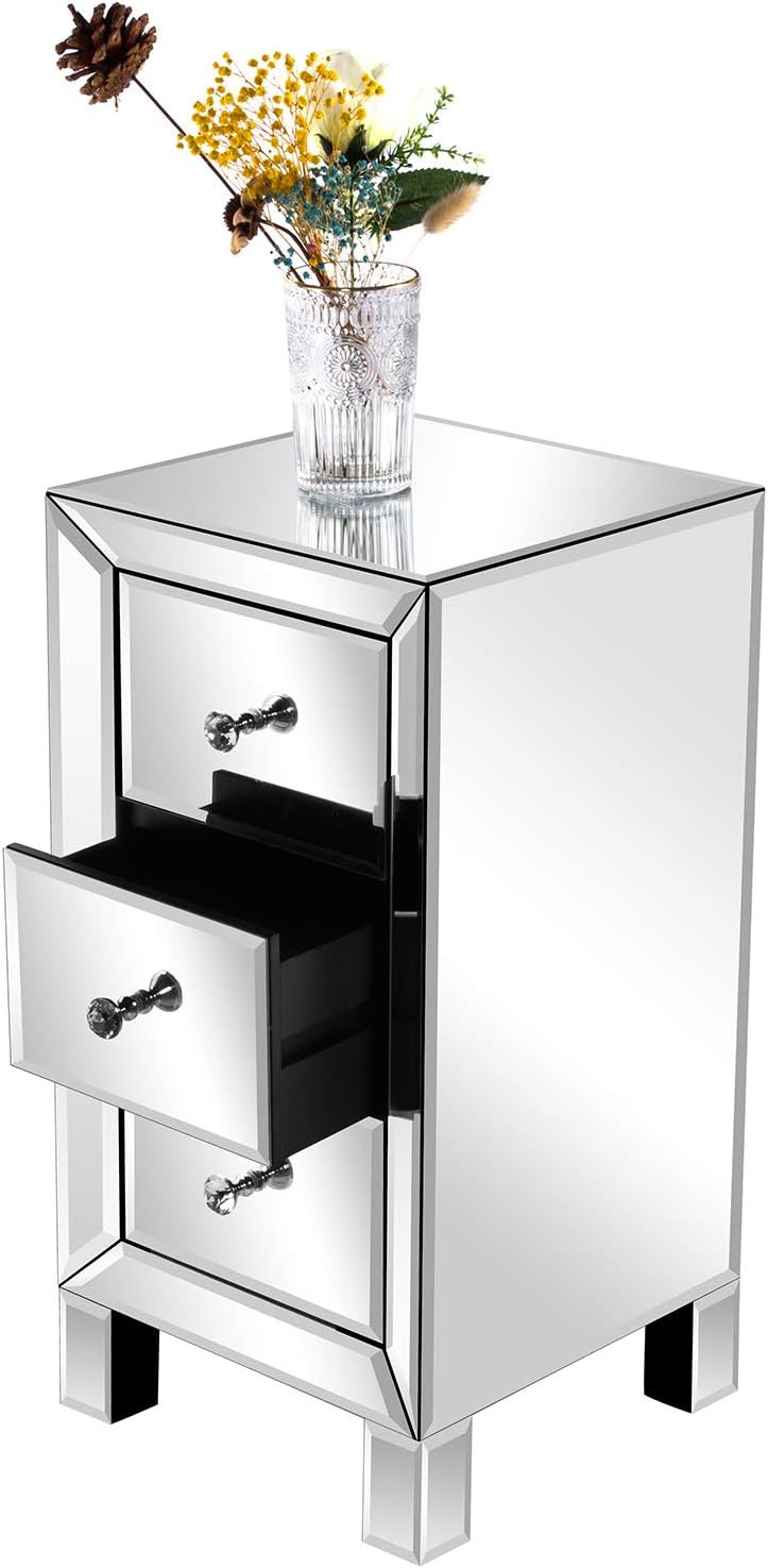 Mirrored Wood Cabinet with Drawers and Cabinet S44590