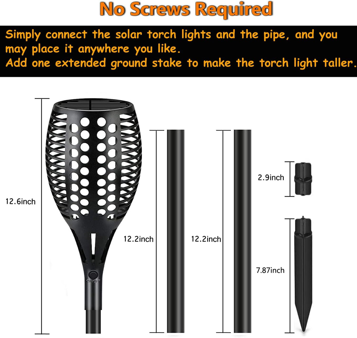 Solar Torch Lights, Waterproof Outdoor Dancing Flames Garden Lights, 43 96 LED O536