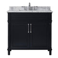 Black Vanity with Carrara Marble Top with White Sink H71650