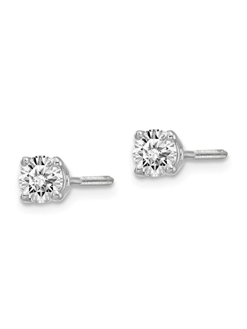 14K White Gold Lab Grown Diamond Solitaire Stud Earrings with Screwbacks N77514