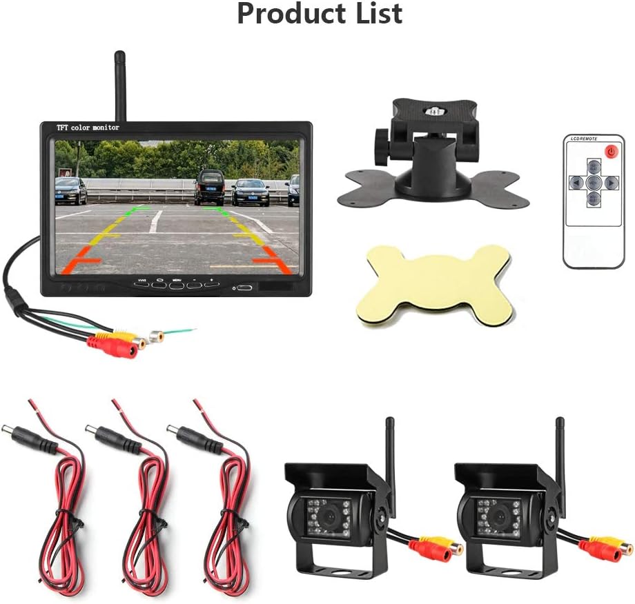 2pcs Wireless Vehicle Backup Cameras Plus 7 Monitor System N653156