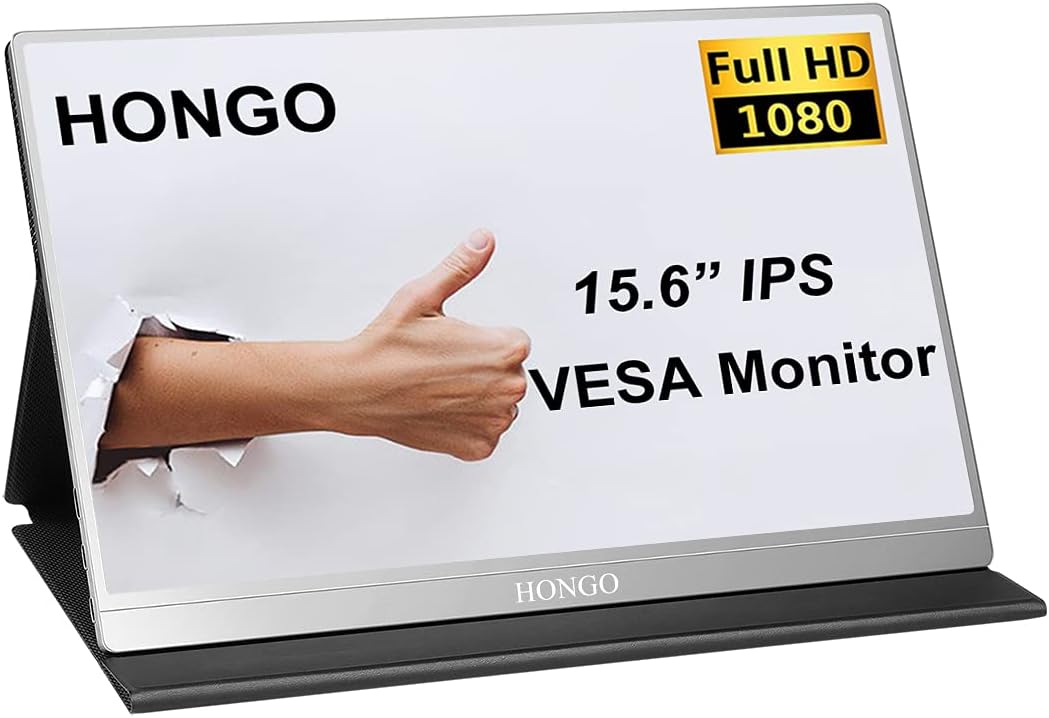 Portable Monitor 15.6” FHD 1080P IPS Screen HDMI USB C Monitor with Foldable Case V968