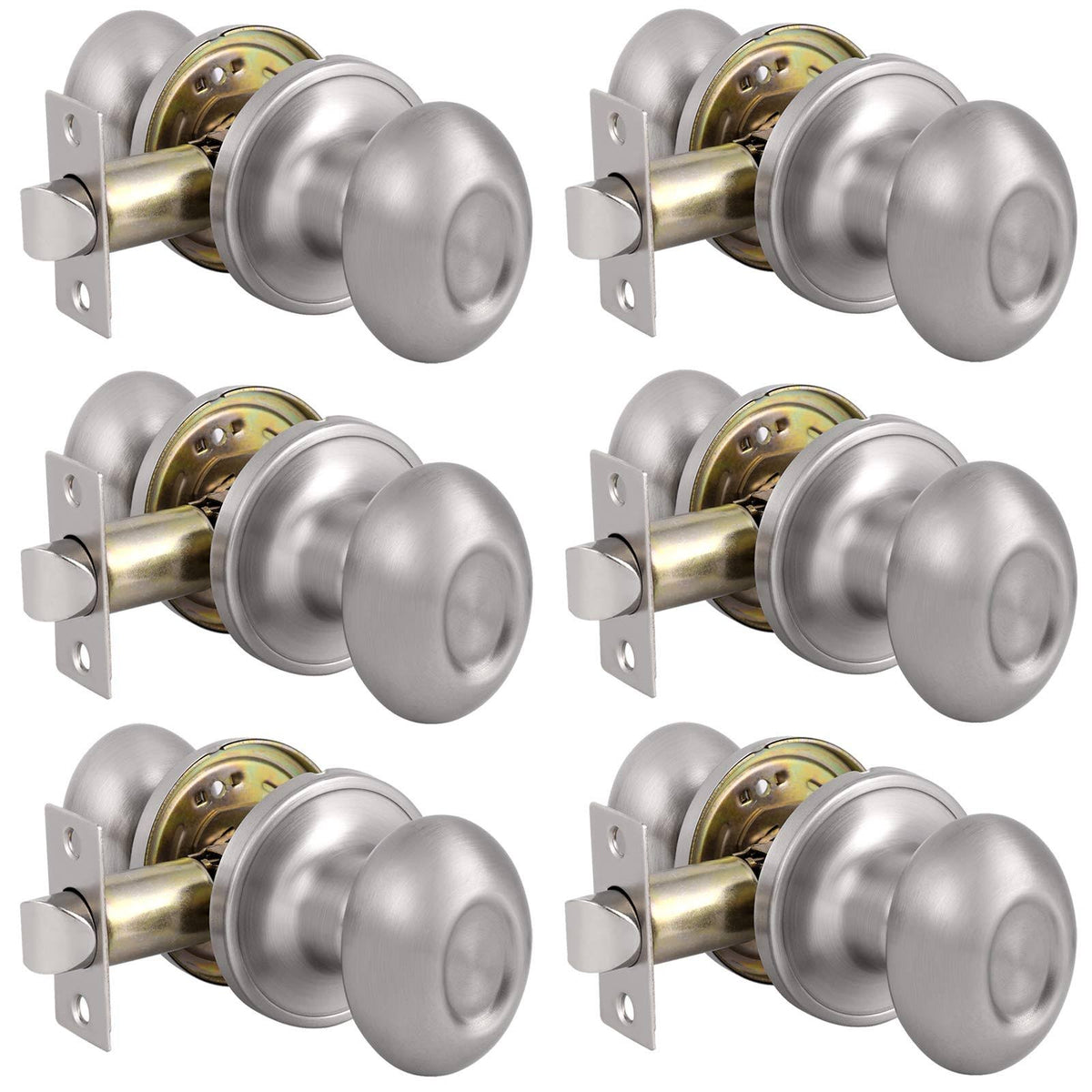 Brushed Nickel Oval Passage Door Knobs 6 Pack V619470