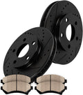 Black Drilled/Slotted Brake Disc Rotors with Metallic Brake Pads G5725