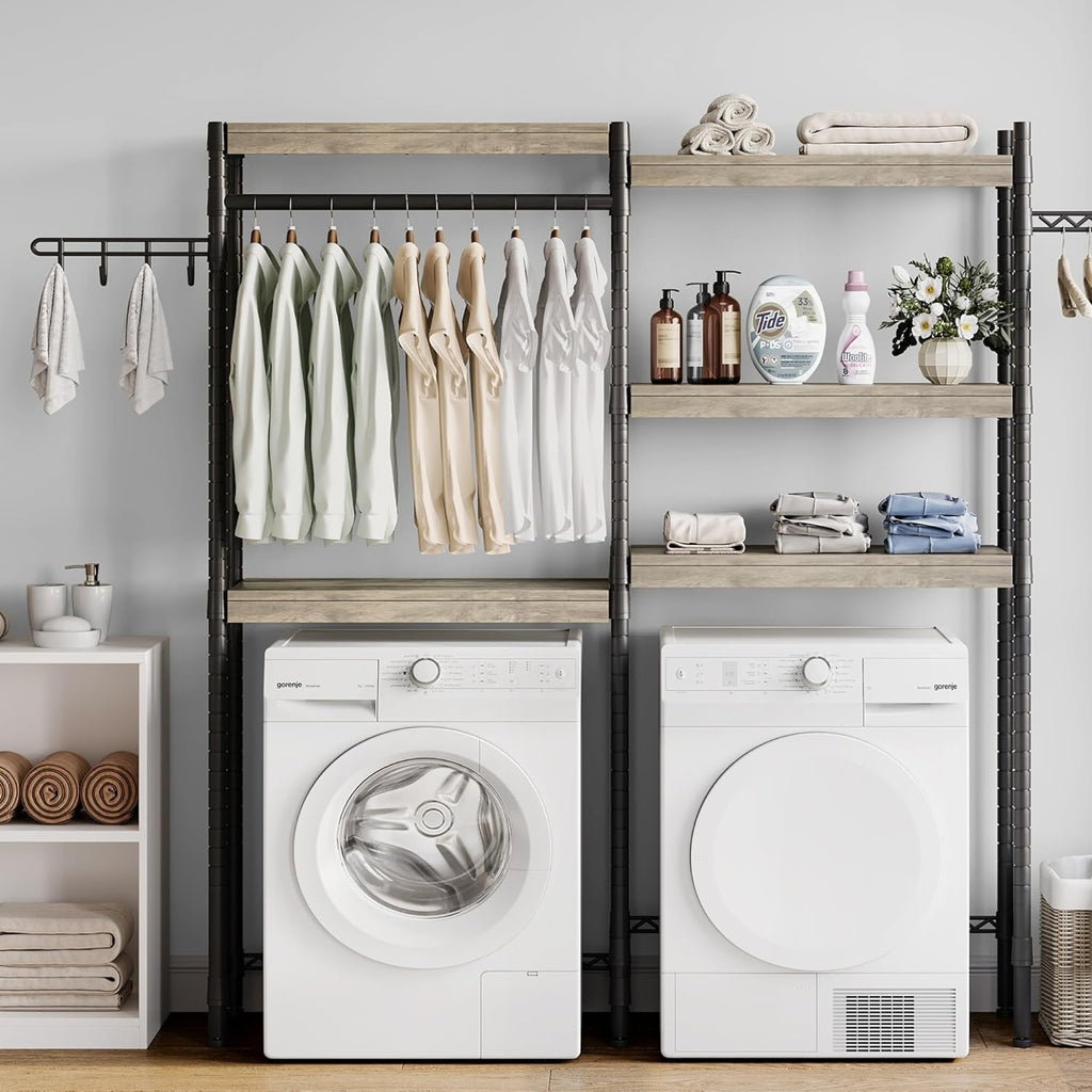 5-Tier Wood Over The Washer and Dryer Laundry Drying Clothes Racks O475