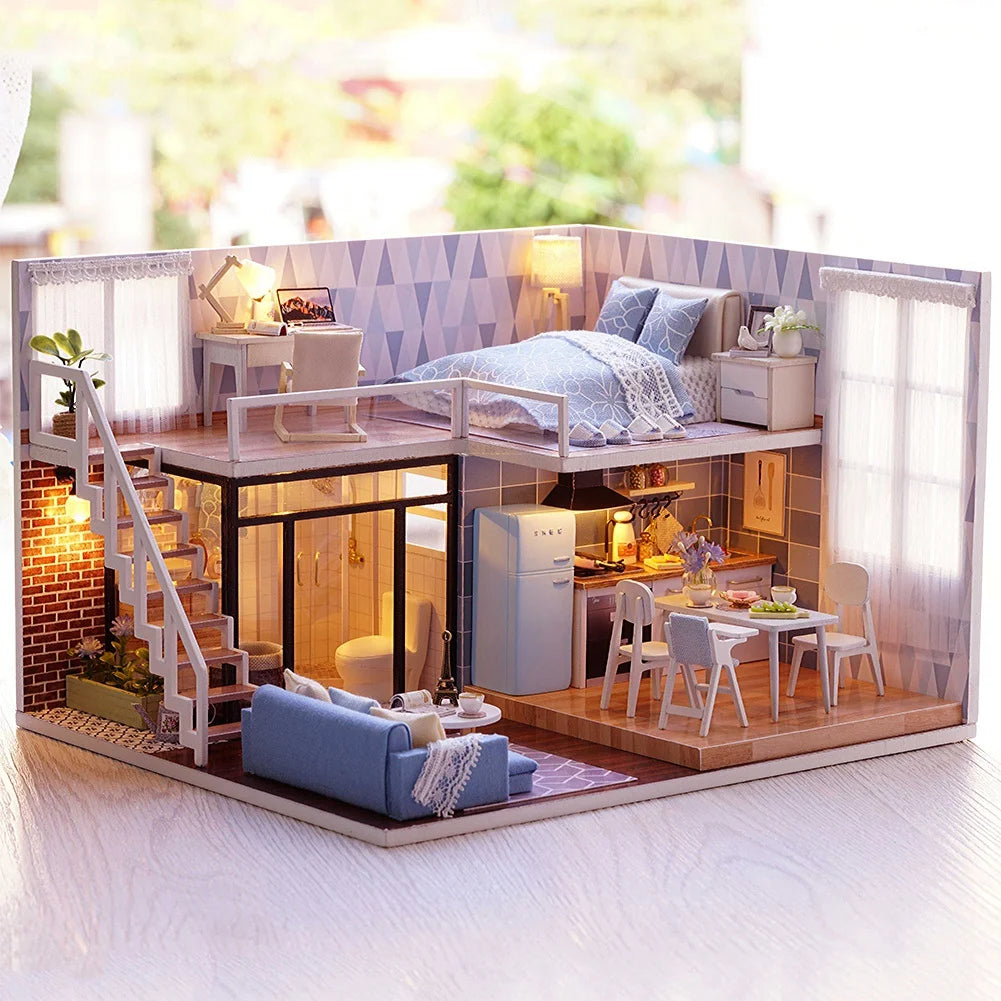 Christmas Wooden DIY Doll House Toy Kit with Music A51852
