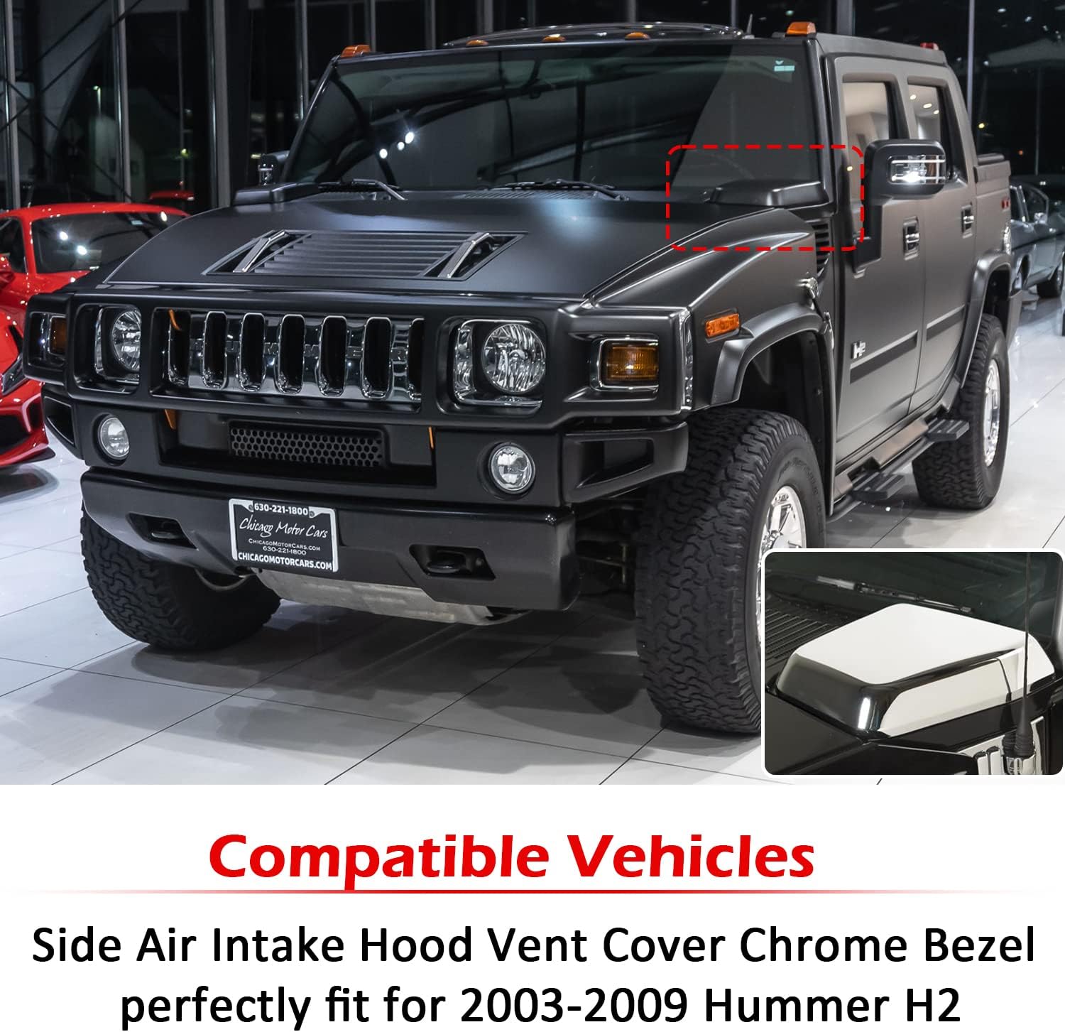 Chrome Hood Vent Cover for Hummer H2 R80664
