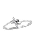 Sterling Silver Round Diamond Cross Ring Size 5 V69124