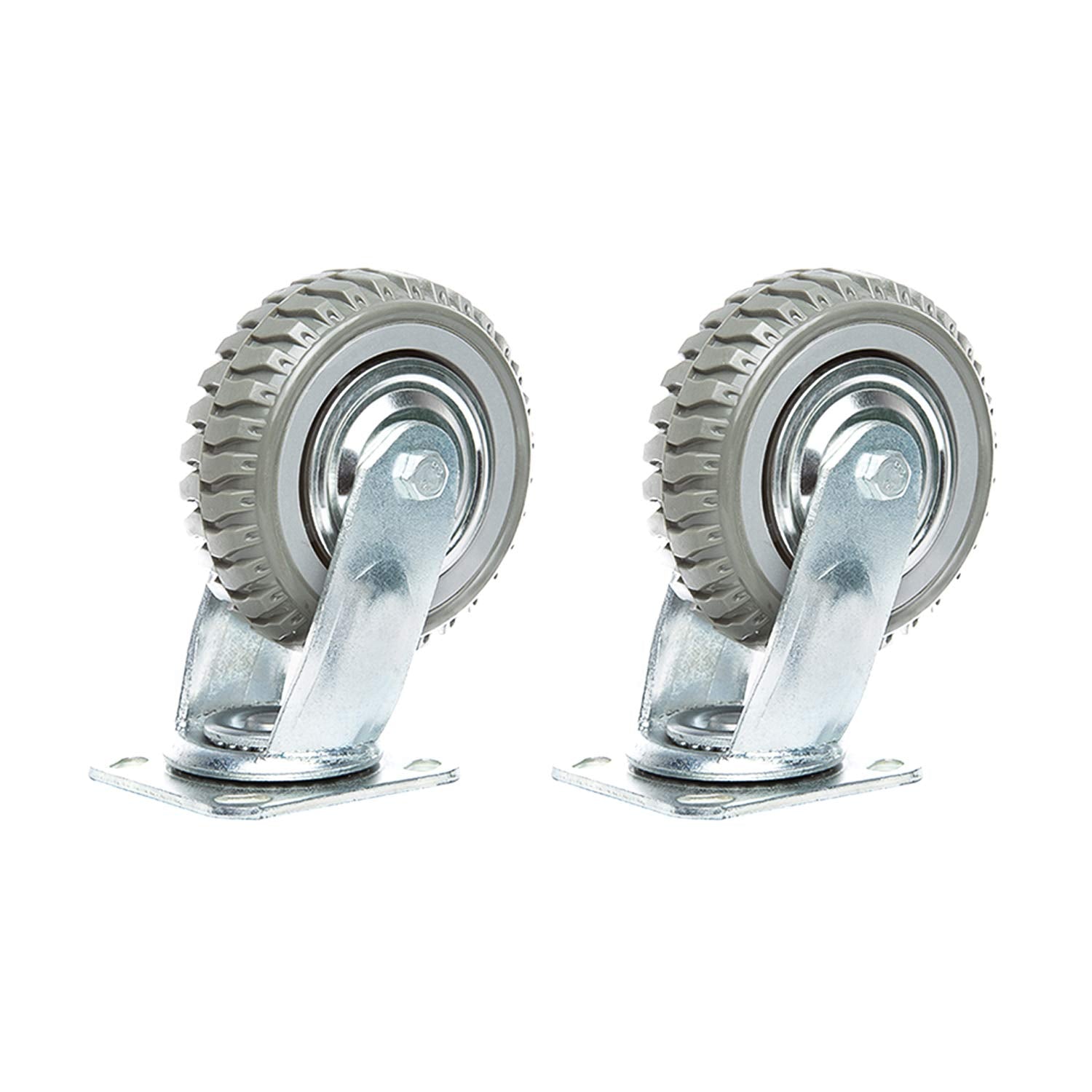6 Inches Heavy Duty Rubber Swivel Casters Set of 4 (2 with Brakes & 2 Without) H864
